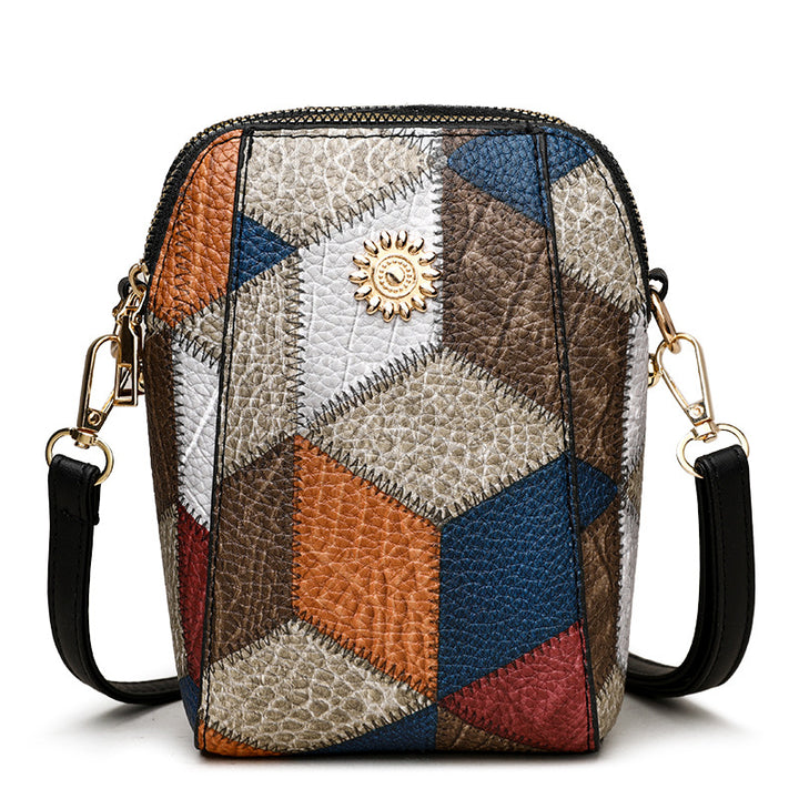 Patchwork PU Crossbody Bag – Stylish Mini Shoulder Travel Bag