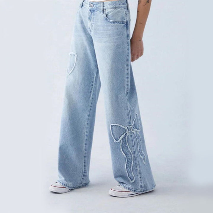 Women's High-Rise Buckle Accent Skinny Jeans – Mid Blue Slim Fit Denim