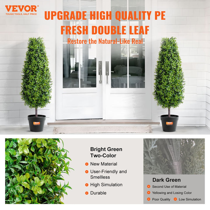 Artificial Boxwood Topiary Trees — 36in Set of 2, UV-Rated Greenery with Extra Leaves, Pot & Decoration, Indoor/Outdoor