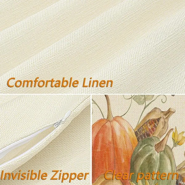 4-Piece Thanksgiving & Fall Throw Pillow Cushion Covers — 18×18 in Autumn Seasonal Décor Set