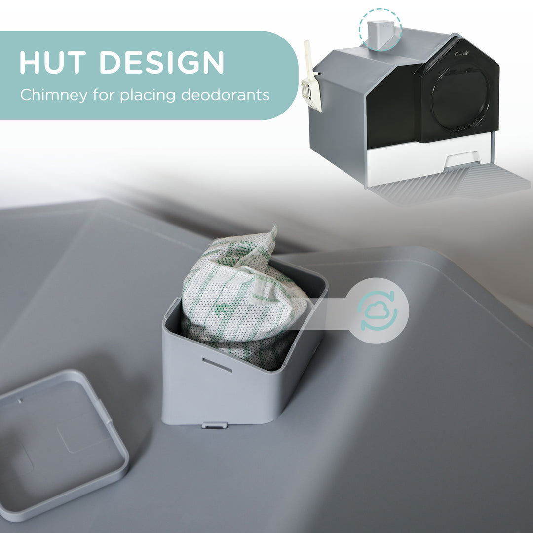 Enclosed Cat Litter Box with Drawer Cleaning System