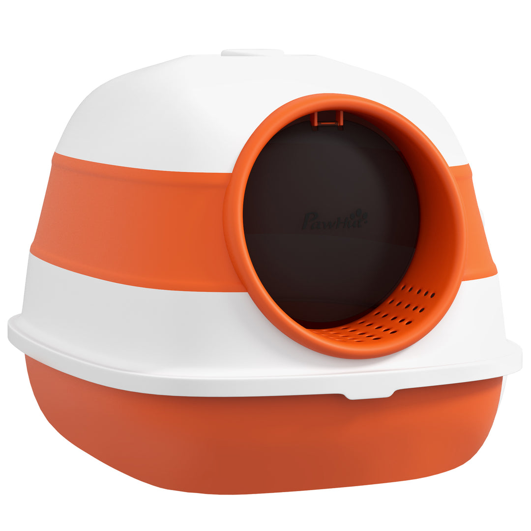 Enclosed Cat Litter Box with Scoop & Air Freshener – Foldable Covered Cat Toilet