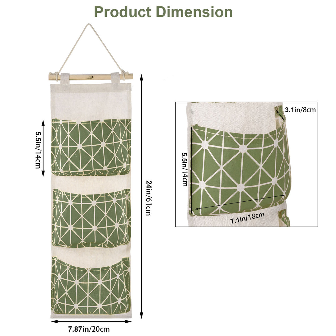1Pc Wall Mounted Storage Bag Door Closet Hanging Storage Bag Organizer Waterproof 3 Pockets Pouch