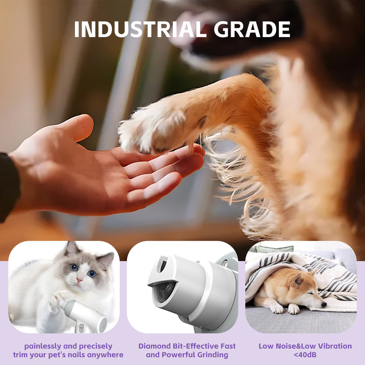 LED Pet Nail Grinder – Low Noise Electric Dog & Cat Nail Trimmer