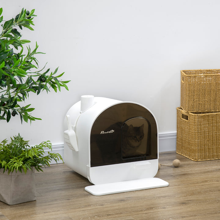 Hooded Cat Litter Box with Slide-Out Tray & Odor Filter