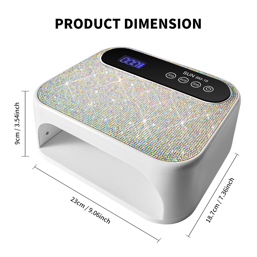 Cordless UV Nail Lamp, Rechargeable UV Gel Nail Light, Sparkling Rhinestones Diamond UV Light, Professional Fast Curing Nail Dryer With 3 Timers Touch Control Auto Sensor For Salon & Home