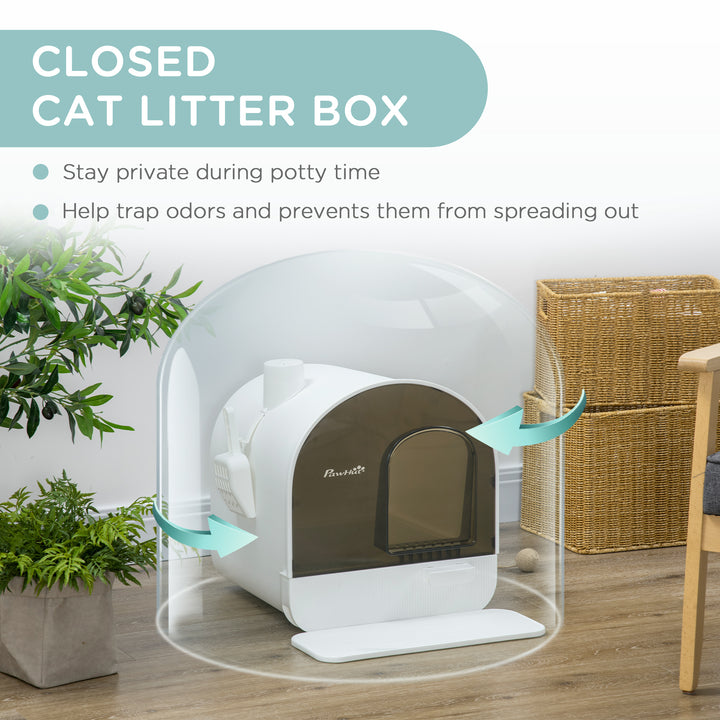 Hooded Cat Litter Box with Slide-Out Tray & Odor Filter