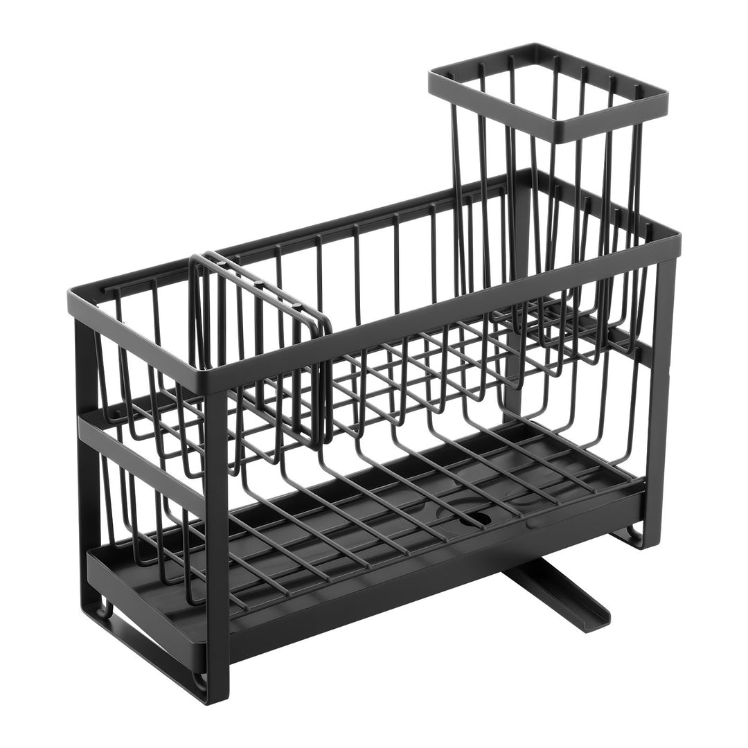 Kitchen Sink Caddy Sponge Holder — Countertop Organizer for Kitchen Essentials Storage (Black)