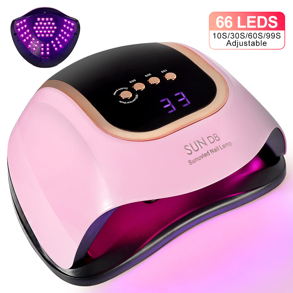 UV LED Nail Lamp, Nail Dryer For Gel Polish, 3 Timers Curing Lamp Professional Nail Light, 66Pcs Uv Beads And Automatic Sensor