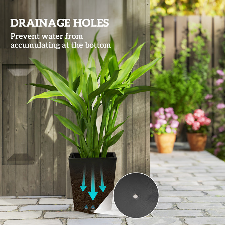 Set of 3 Stackable MgO Tall Planters — Premium Magnesium Oxide Flower Pots with Drainage Holes for Garden & Balcony (Black)