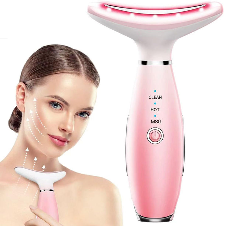3-in-1 Face & Neck Massager — Thermal Heat + Vibration + EMS Face Sculpting Tool for Skin Tightening
