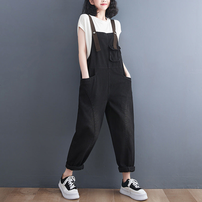 Women's Korean Style Strap Detail Jeans – Trendy Spring Denim