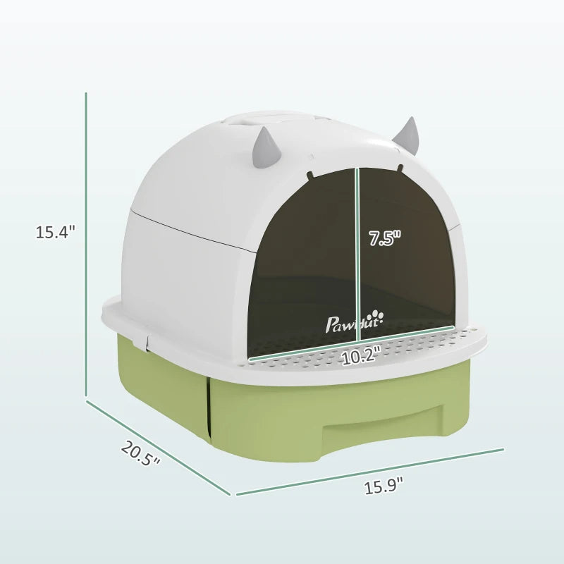 Covered Cat Litter Box with Drawer & Deodorizing Filters – Enclosed Kitty Toilet