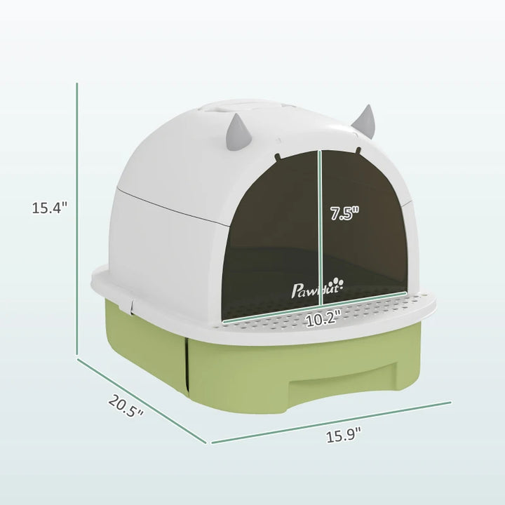 Covered Cat Litter Box with Drawer & Deodorizing Filters – Enclosed Kitty Toilet