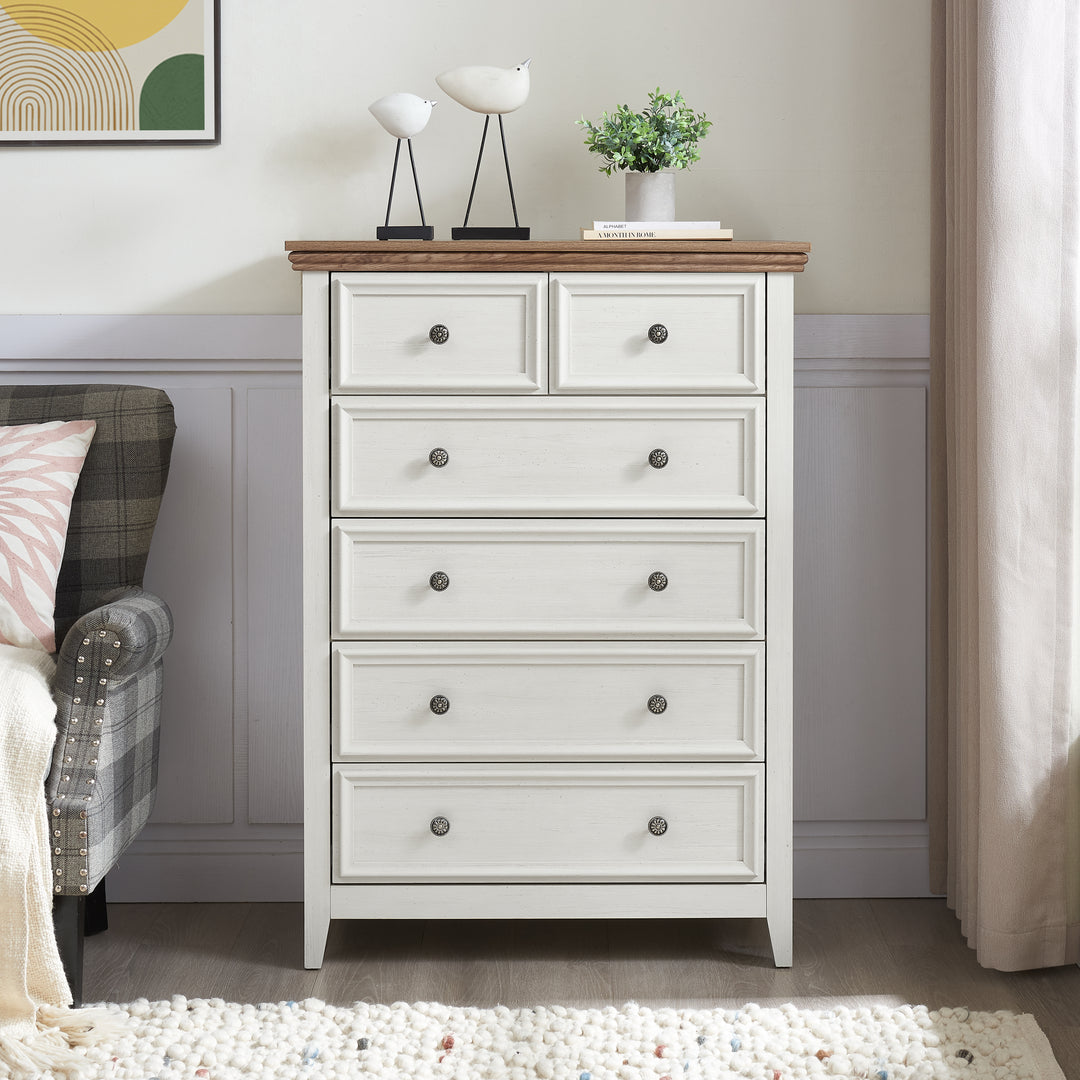 Modern 6 Drawers Dresser 6 Drawers Cabinet,Chest Of Drawers Closet Organizers And Storage Clothes Storage Drawers Cabinet For Living Room, Farmhouse Dresser Organizer BEIGE