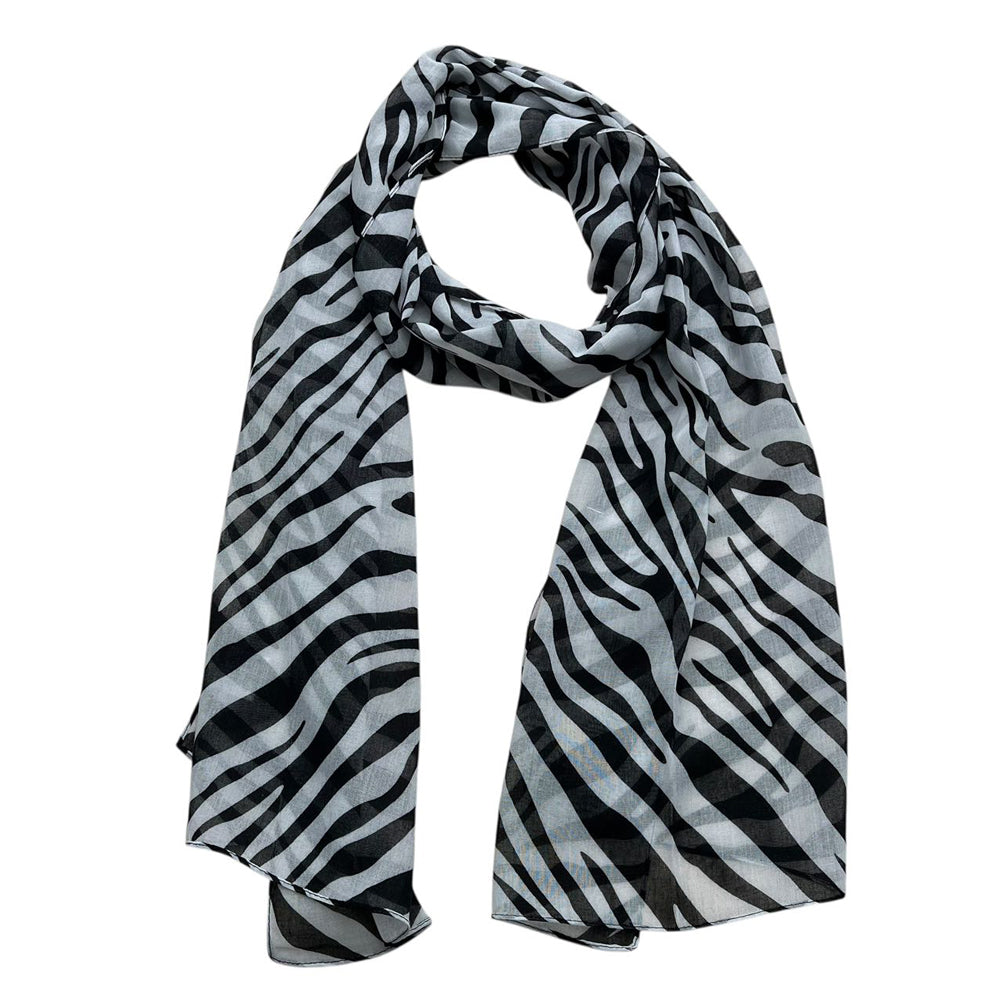 Lightweight Sheer Scarf ,Black White Monochrome Geometric Printed Modern Looks Scarf For Women And Men