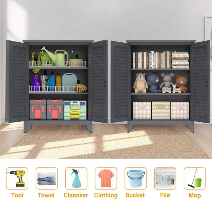 47in Tall Metal Tool Storage Cabinet — Multi-Room Organiser for Garage, Garden, Office & Utility Room (Slate)