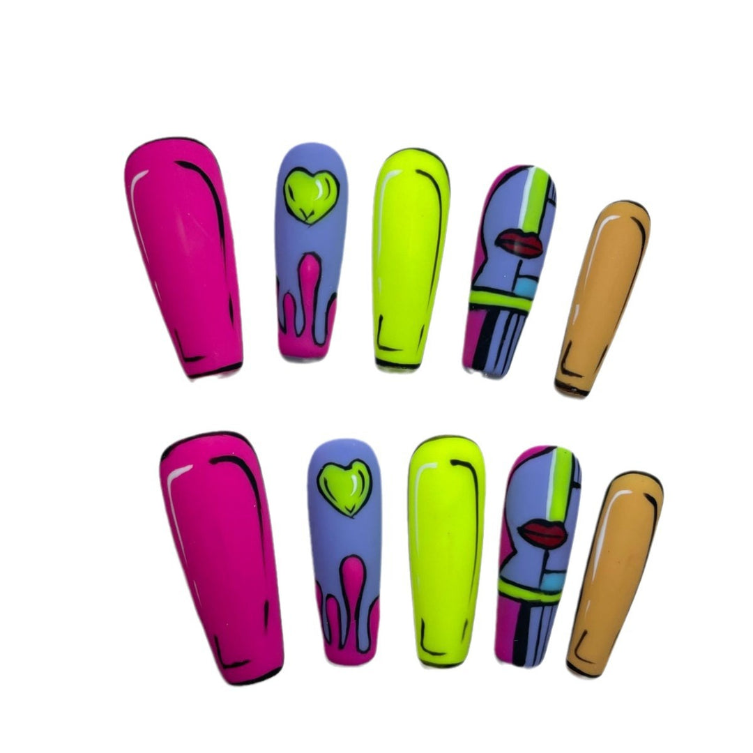 White Temperament Long Handmade Press-On Nails — Elegant Long Lift Shape
