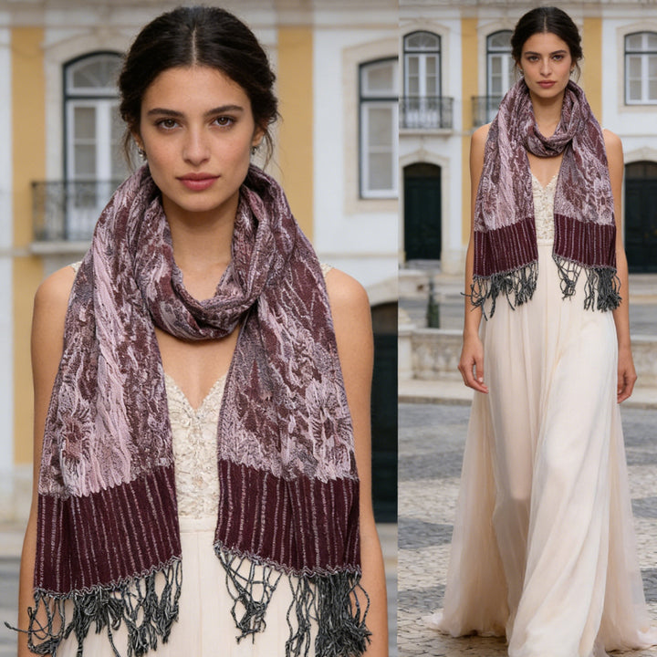 2pcs Glamorous Dinner Accessory Rich Jacquard Texture Catches Light Evening Jacquard Scarf,Luxe Look For Evening Wear,Scarf,vacation,daily Life,evening Party,Office Appropriate Subtlety For Women Men