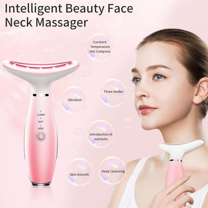 3-in-1 Face & Neck Massager — Thermal Heat + Vibration + EMS Face Sculpting Tool for Skin Tightening