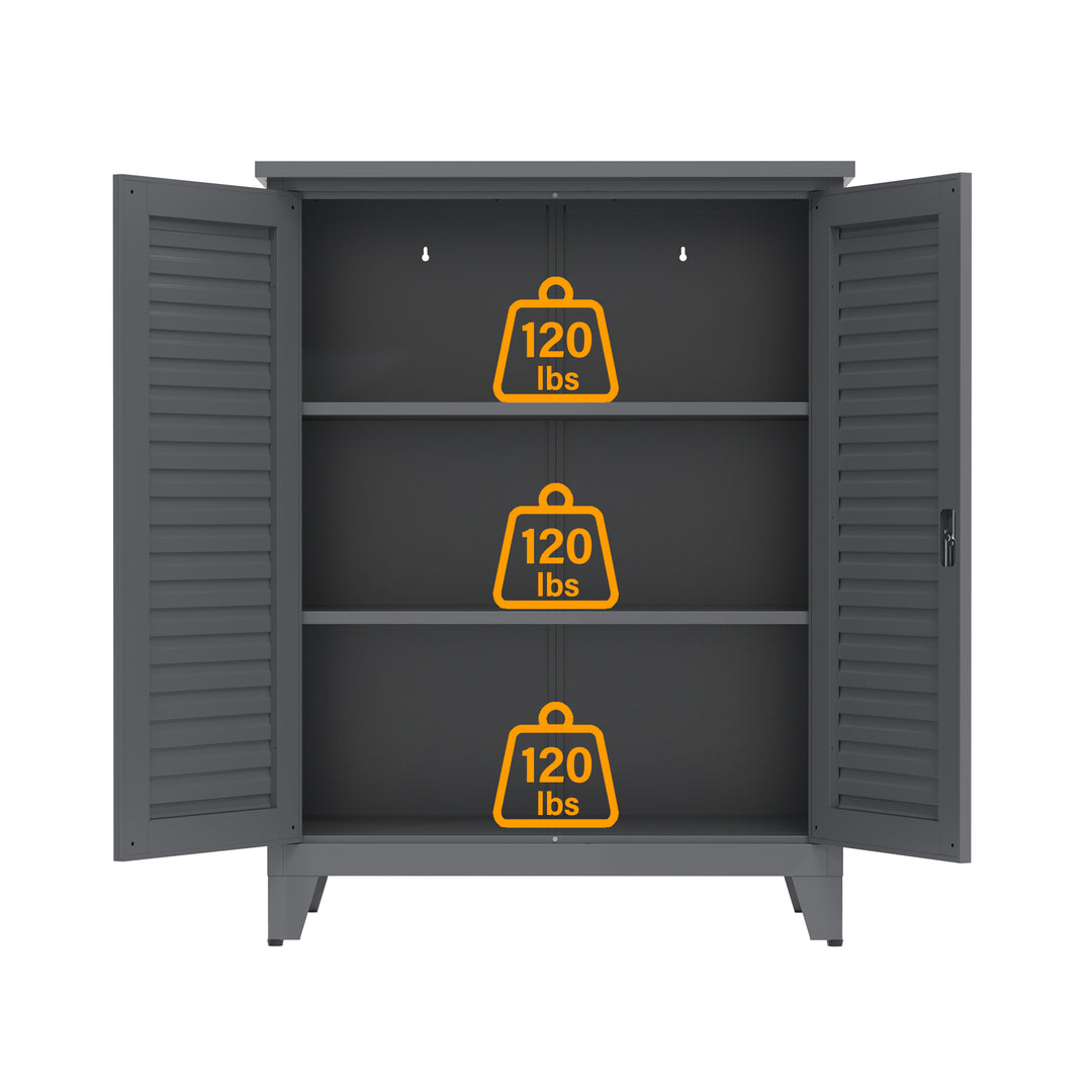 47in Tall Metal Tool Storage Cabinet — Multi-Room Organiser for Garage, Garden, Office & Utility Room (Slate)
