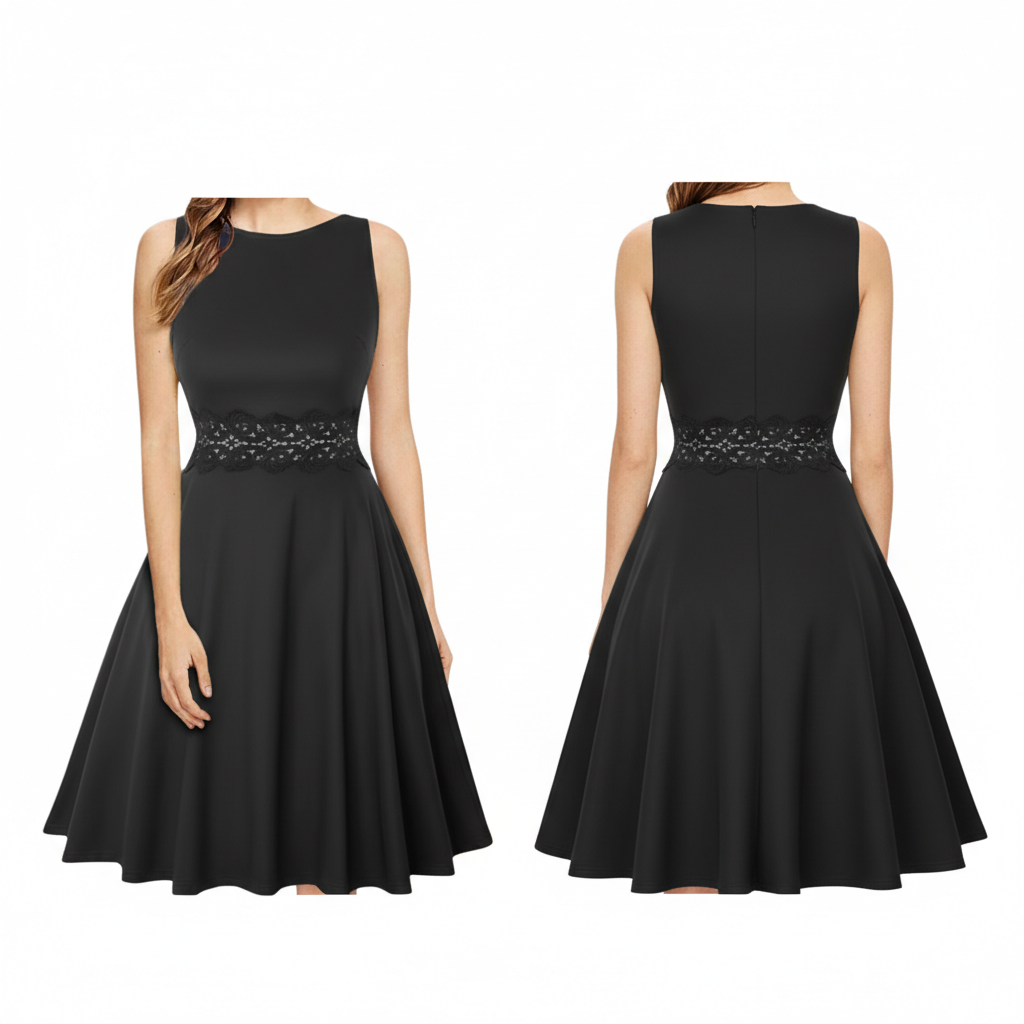 Women’s Retro Lace Waist A-Line Cocktail Dress
