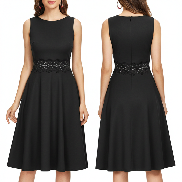 Women’s Retro Lace Waist A-Line Cocktail Dress