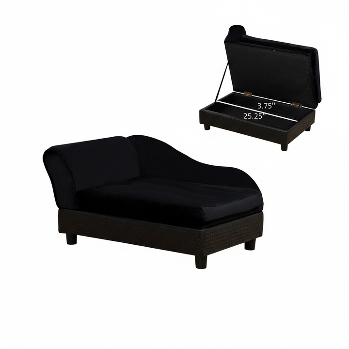 Pet Sofa Bed Couch with Storage, Pet Sofa for Cats and Small Dogs, Black