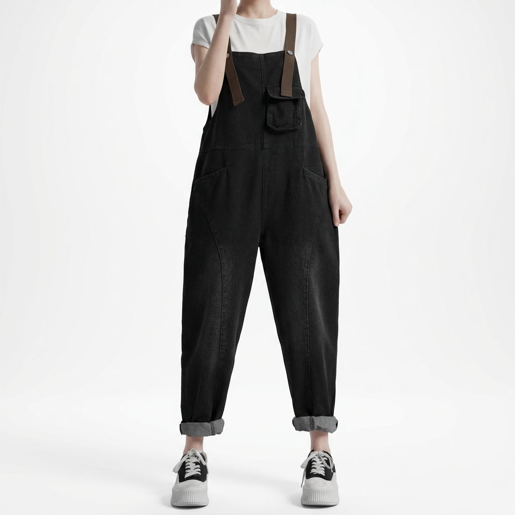 Women's Korean Style Strap Detail Jeans – Trendy Spring Denim