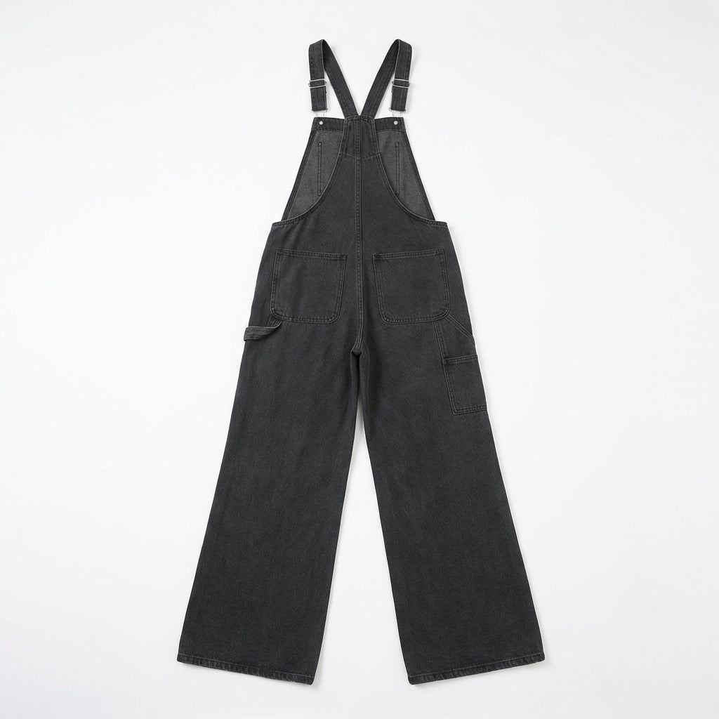 Women's Y2K Denim Overalls – Loose Fit Zipper Suspender Jumpsuit Streetwear