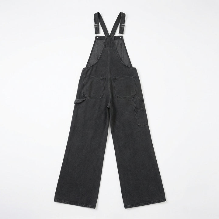 Women's Y2K Denim Overalls – Loose Fit Zipper Suspender Jumpsuit Streetwear