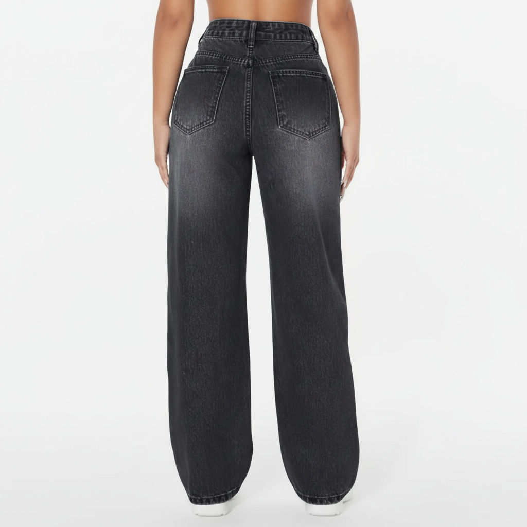 European And American Ladies Washed Hole Denim Trousers