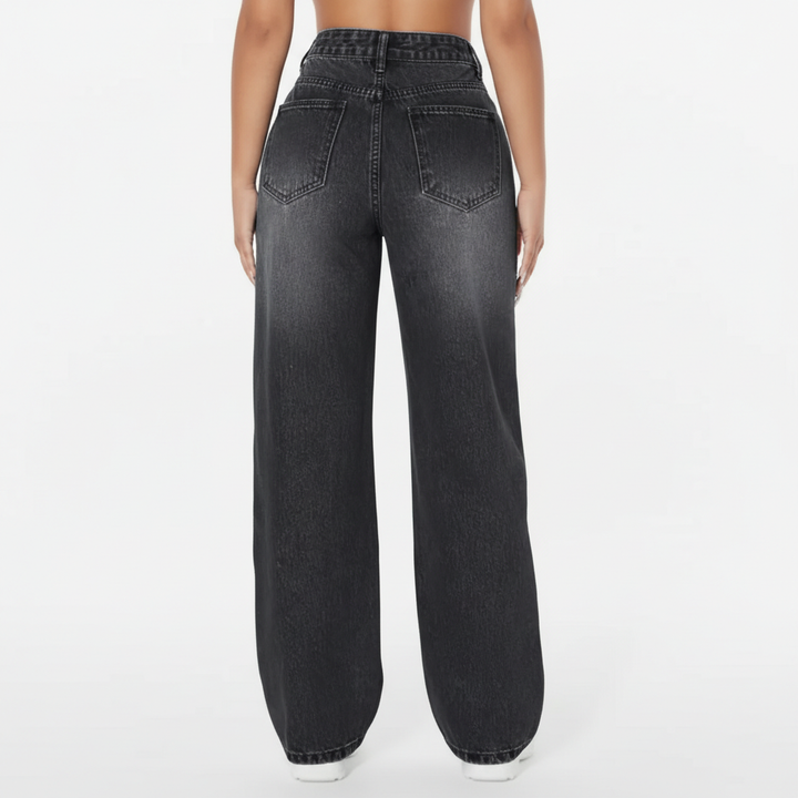 European And American Ladies Washed Hole Denim Trousers