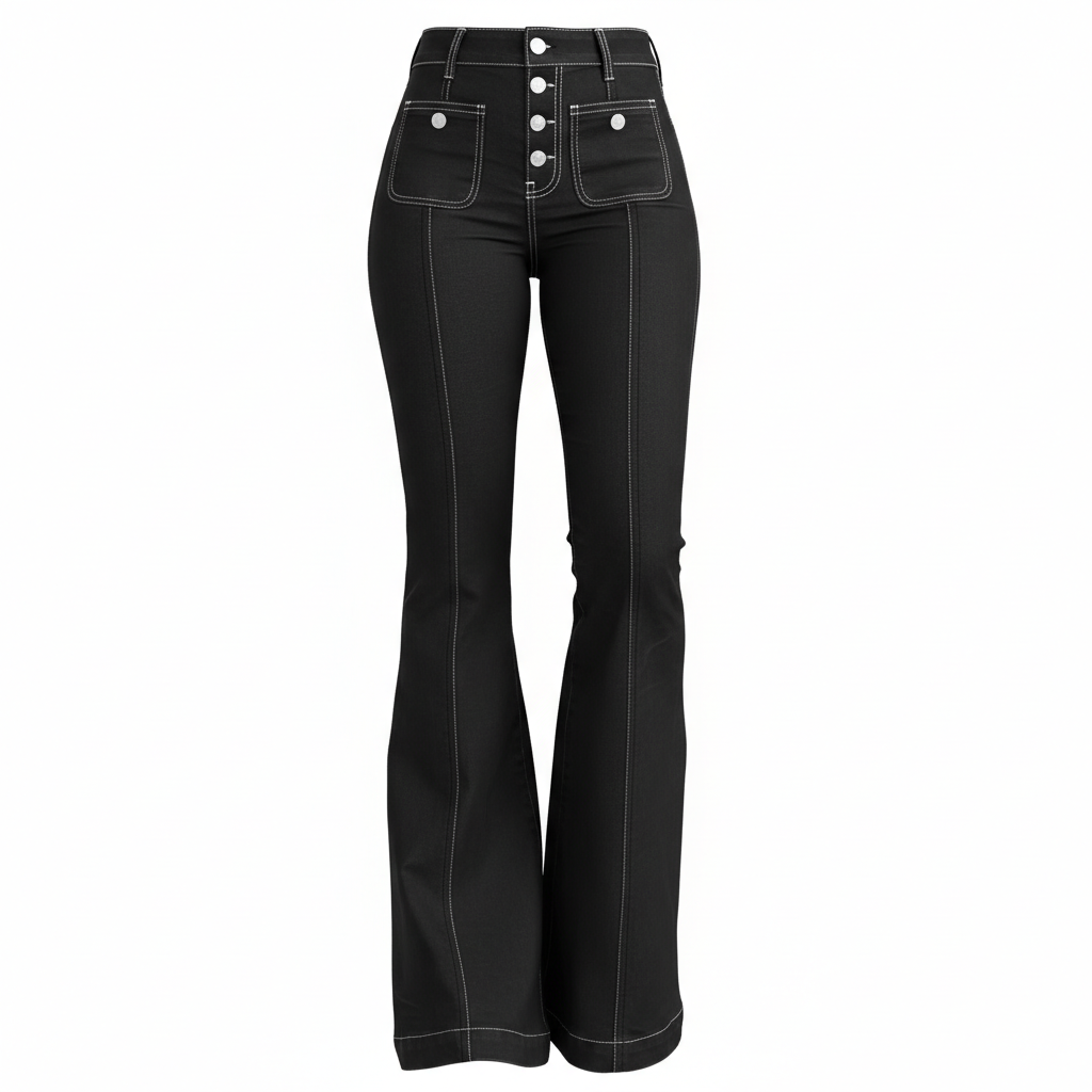 Women's Patchwork Jeans Slim Fit Slimming Stretch Flared Pants