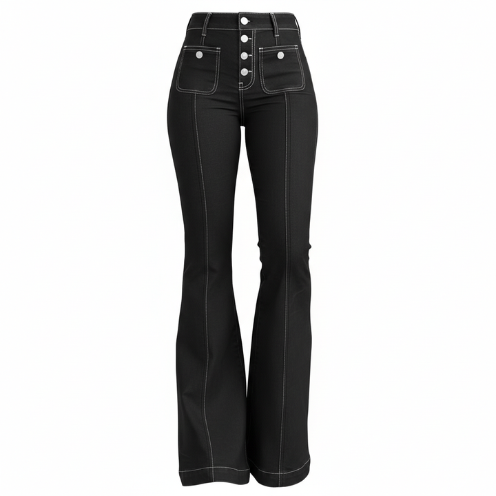 Women's Patchwork Jeans Slim Fit Slimming Stretch Flared Pants