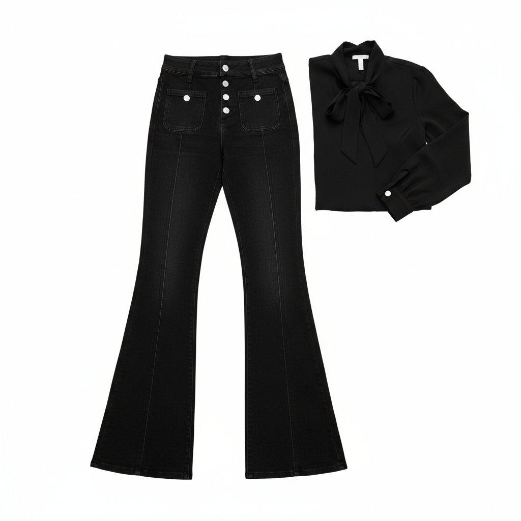 Women's Patchwork Jeans Slim Fit Slimming Stretch Flared Pants