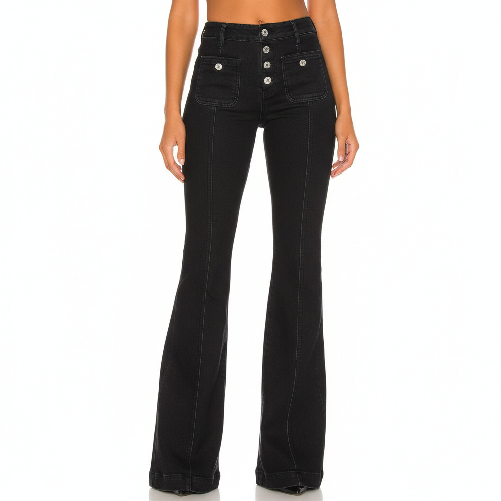 Women's Patchwork Jeans Slim Fit Slimming Stretch Flared Pants