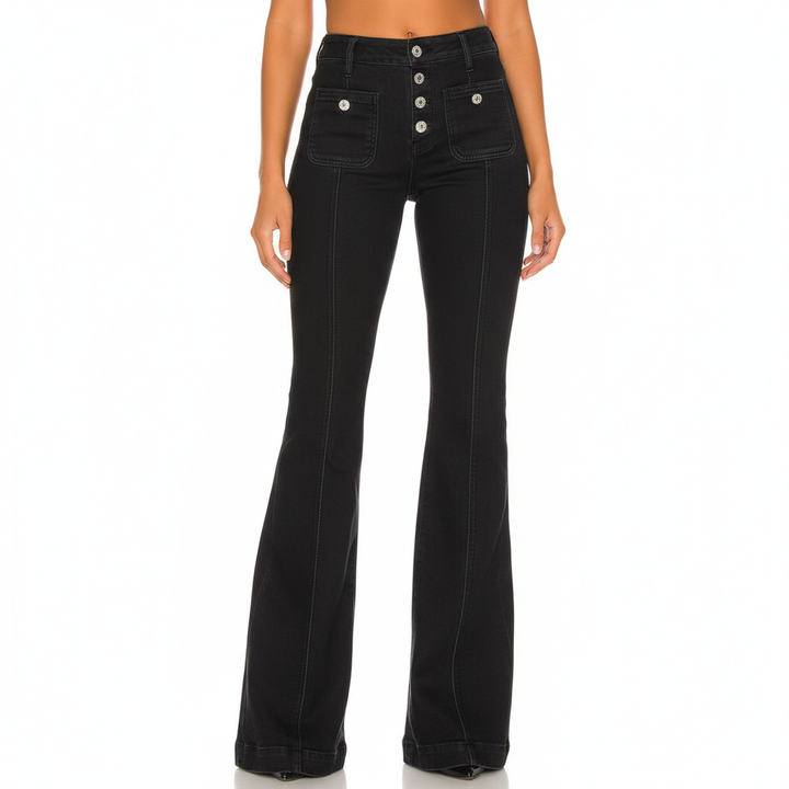 Women's Patchwork Jeans Slim Fit Slimming Stretch Flared Pants