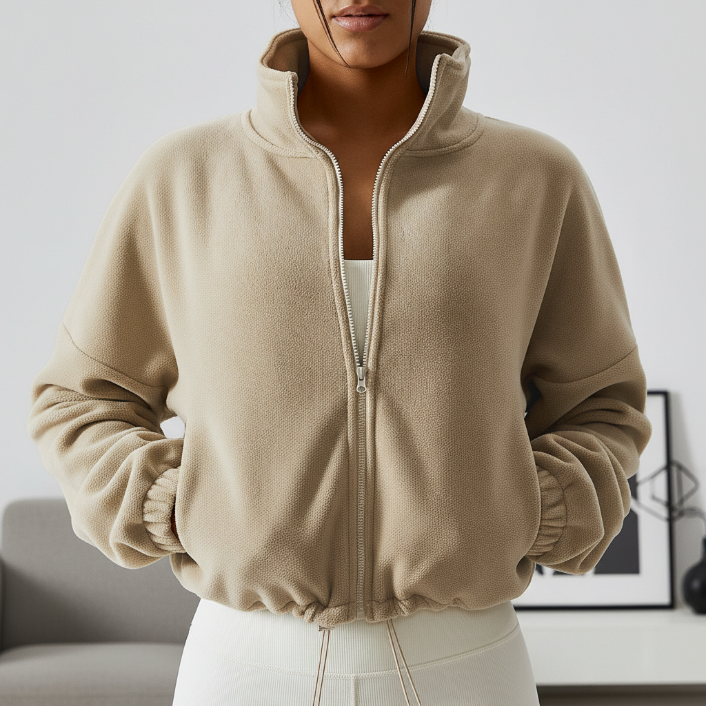 Outdoor Cashmere Sports Coat Women's Autumn Stand Collar Loose