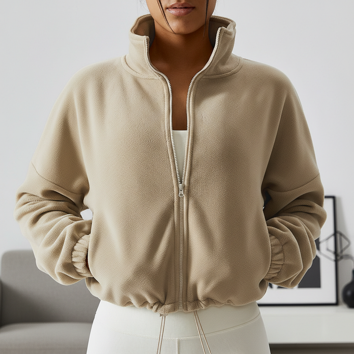 Outdoor Cashmere Sports Coat Women's Autumn Stand Collar Loose