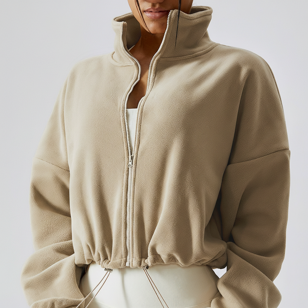 Outdoor Cashmere Sports Coat Women's Autumn Stand Collar Loose