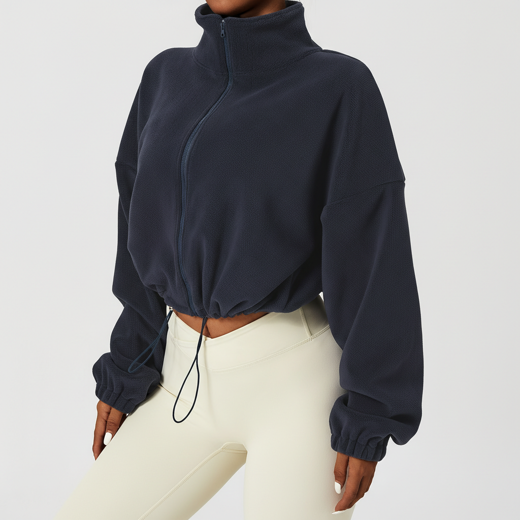 Outdoor Cashmere Sports Coat Women's Autumn Stand Collar Loose