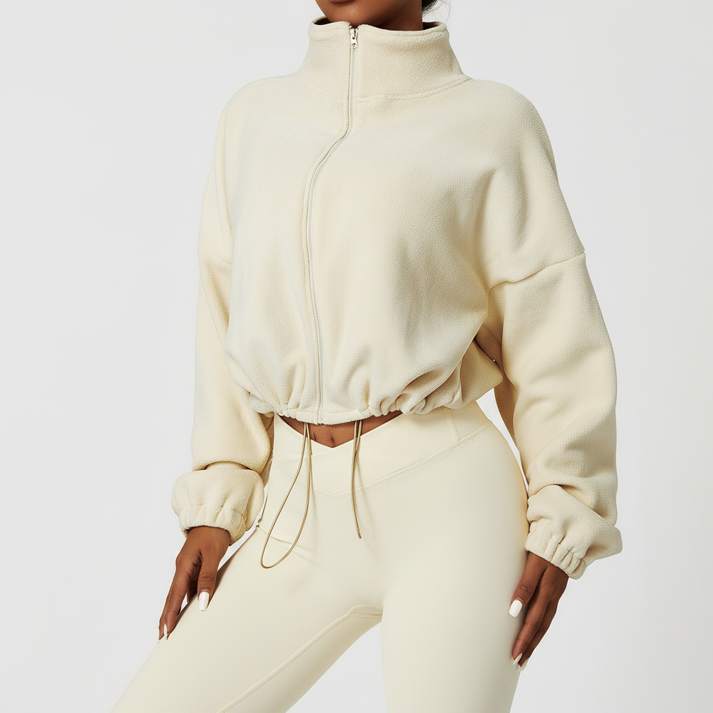 Outdoor Cashmere Sports Coat Women's Autumn Stand Collar Loose