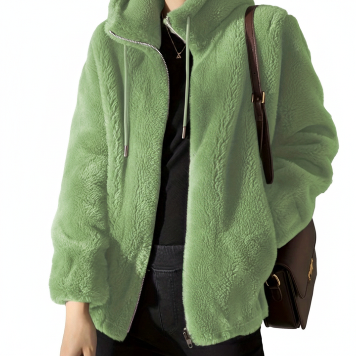Double Faced Fleece Warm High Neck Sweater Women Cardigan