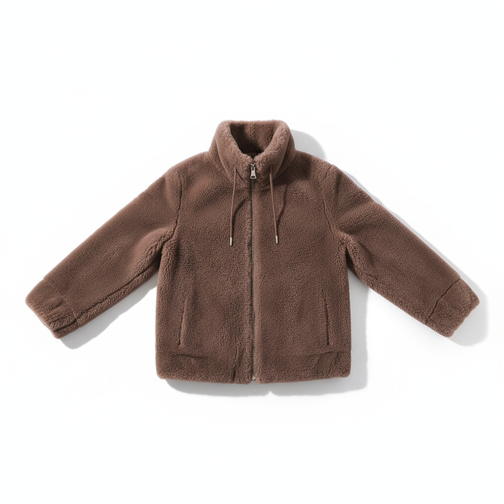Double Faced Fleece Warm High Neck Sweater Women Cardigan
