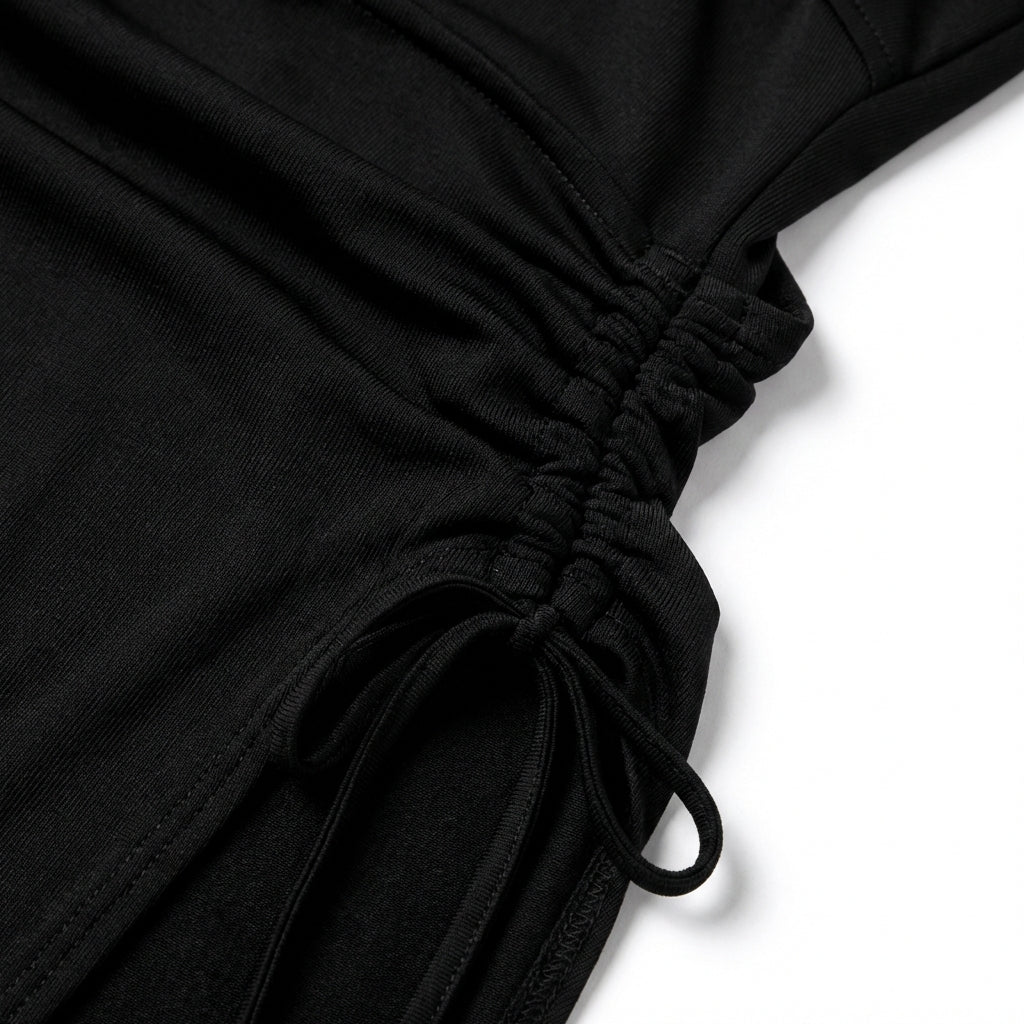 Halterneck Lace-Up Split Maxi Dress