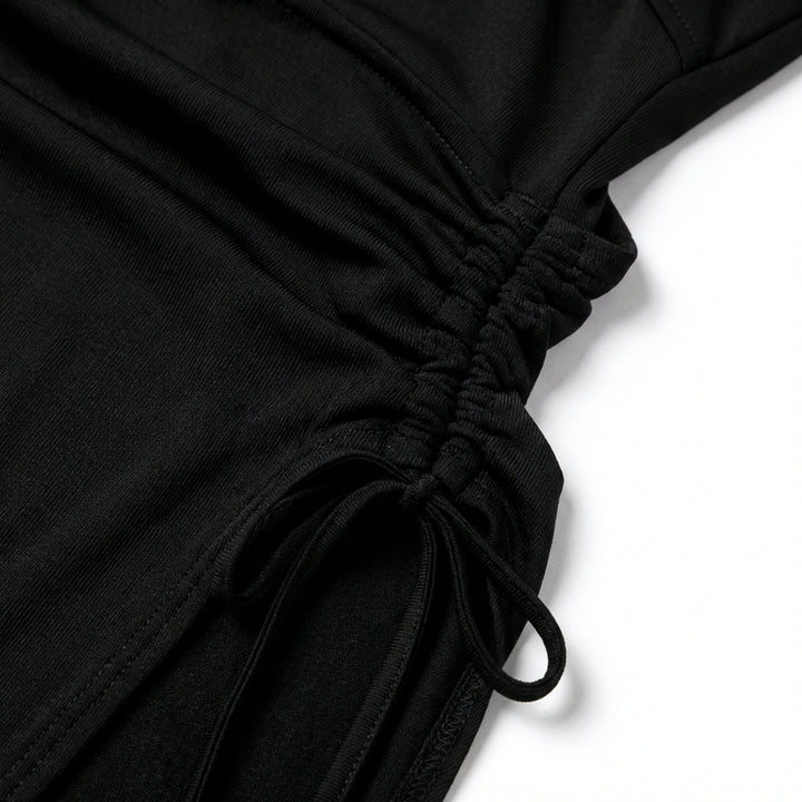 Halterneck Lace-Up Split Maxi Dress