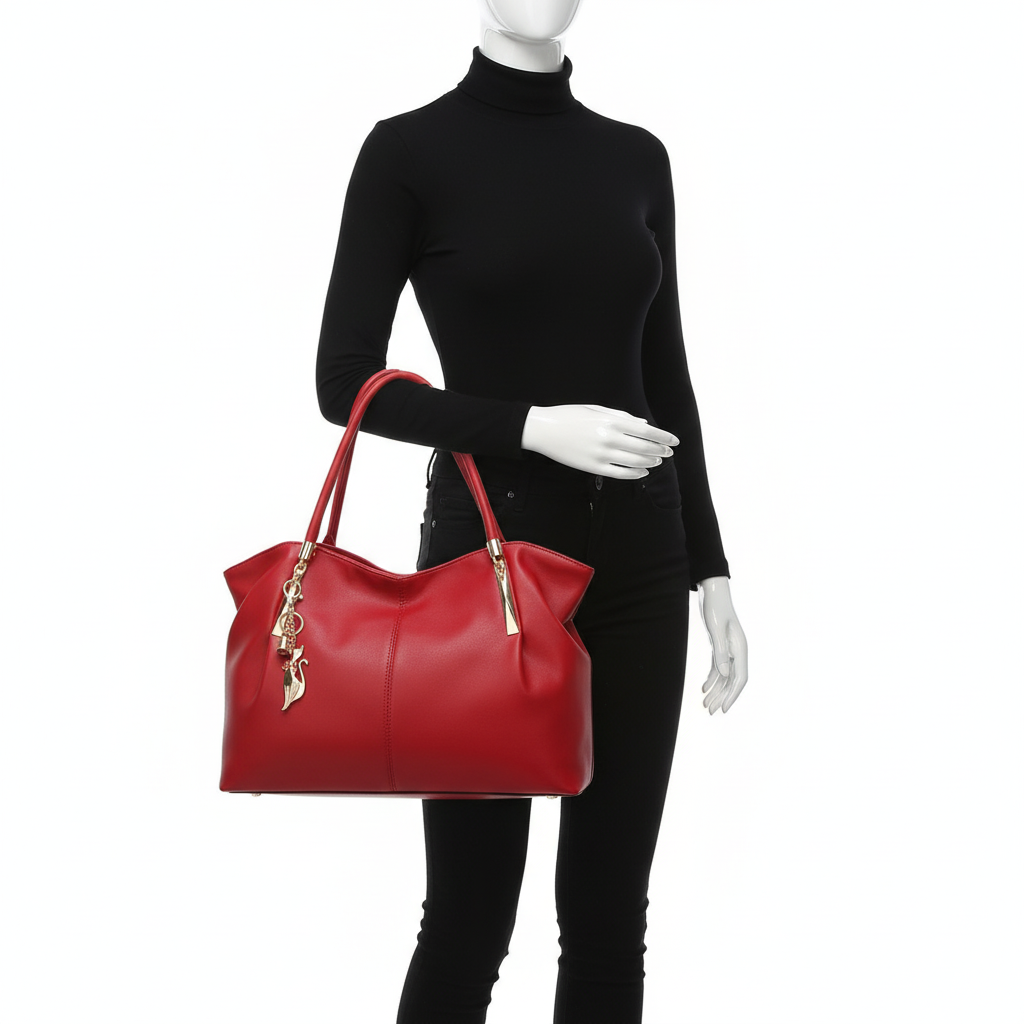 Women’s Large Capacity Vegan Leather Handbag – Elegant Shoulder &amp; Tote Bag