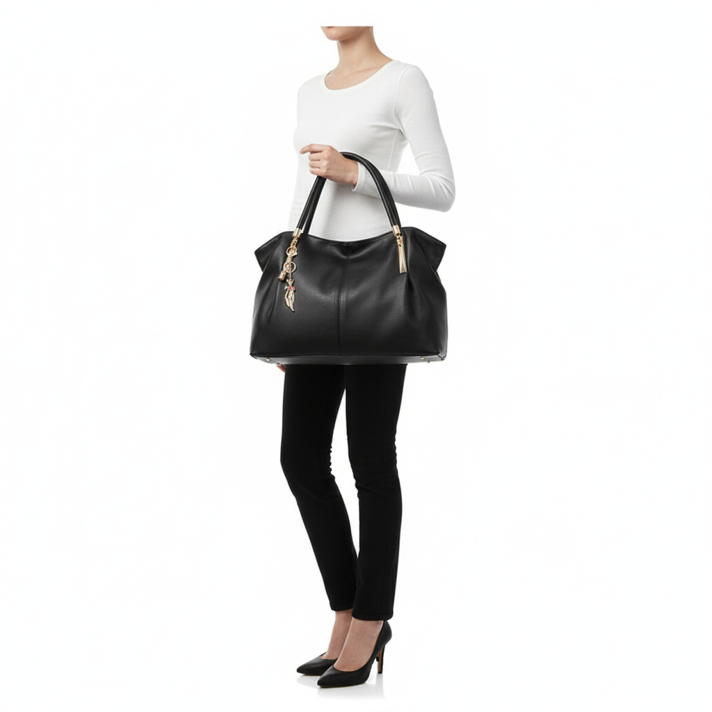 Women’s Large Capacity Vegan Leather Handbag – Elegant Shoulder &amp; Tote Bag