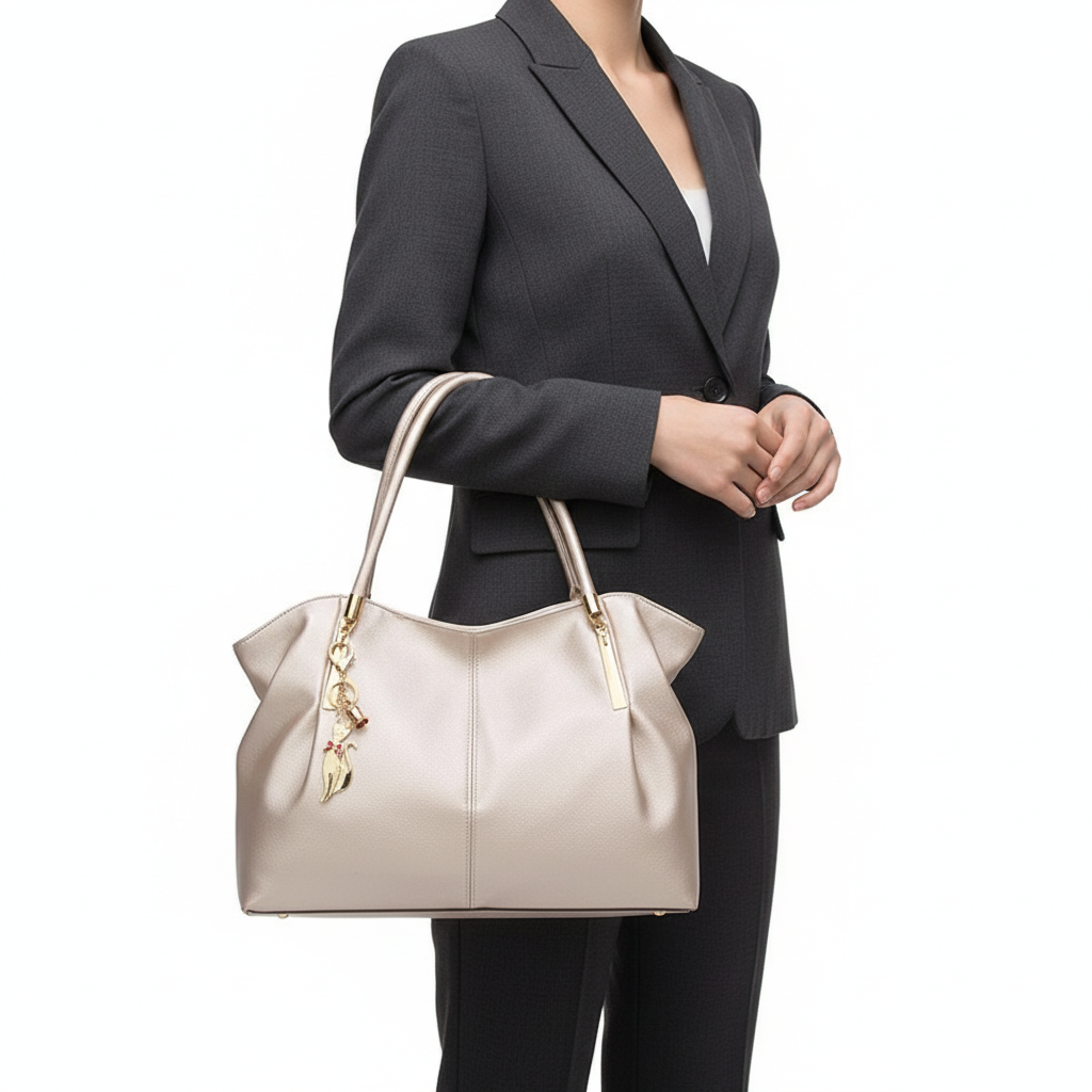 Women’s Large Capacity Vegan Leather Handbag – Elegant Shoulder &amp; Tote Bag